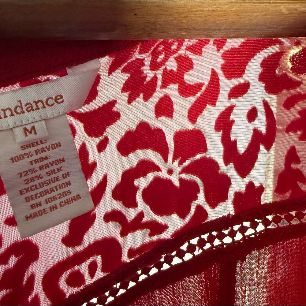 Sundance Red Velvet Burnout and Lace Detail Blouse, Bohemian, Whimsigoth Western - Picture 12 of 12